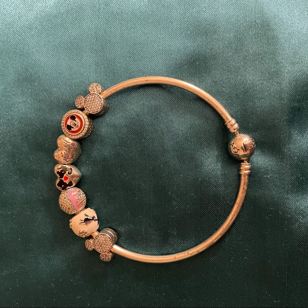 Pandora Bracelet with 7 charmed including Disney Parks exclusives